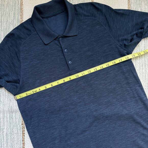 Lululemon Metal Vent Tech Heathered Blue Short Sleeve Polo Shirt Men’s Medium - Picture 6 of 8
